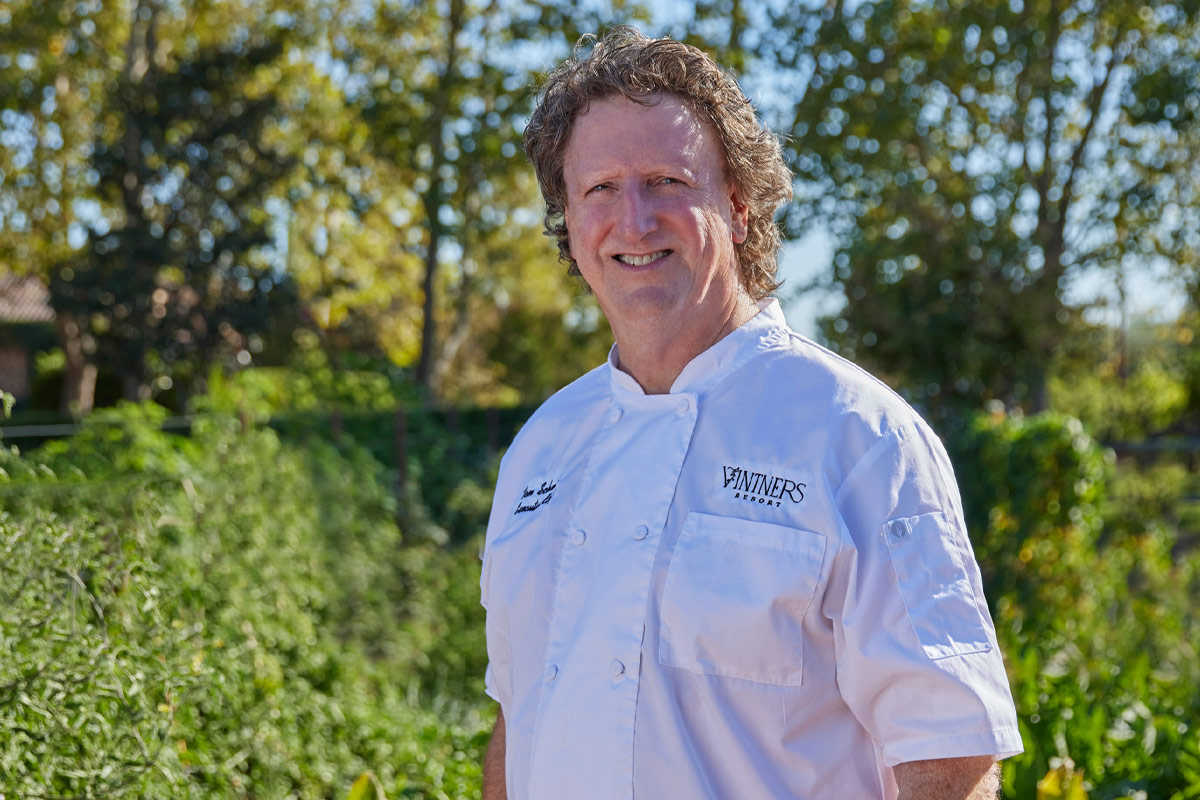 Portrait of Executive Chef Thomas of Vintners Resort, Santa Rosa, CA.